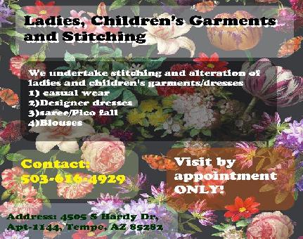LADIES AND CHILDREN'S GARMENTS AND STITCHING
