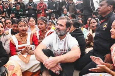 Rahul Gandhi protests in Assam for rejecting entering into a Temple