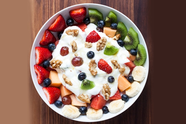 Wake up to fruit, nut, yogurt bowl every morning