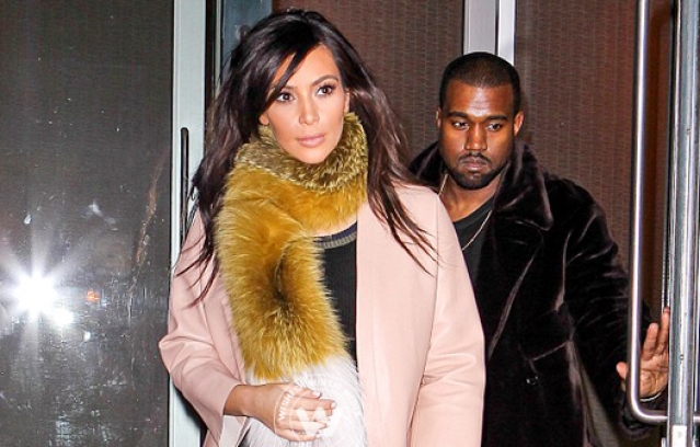 Kim Kardashian on bizarre furry scarf with Kanye West