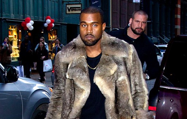 Kim Kardashian on bizarre furry scarf with Kanye West