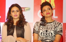 Huma Qureshi and Kajal Aggarwal At the launch of 100 Hearts by CCL