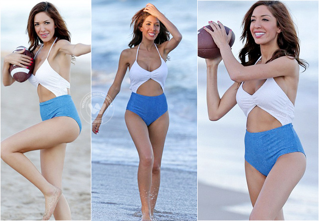 Farrah Abraham plays ball on golden sands