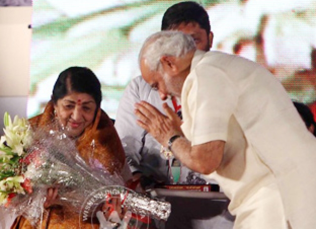 Lata Mangeshkar honored by Modi