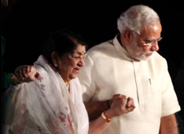 Lata Mangeshkar honored by Modi