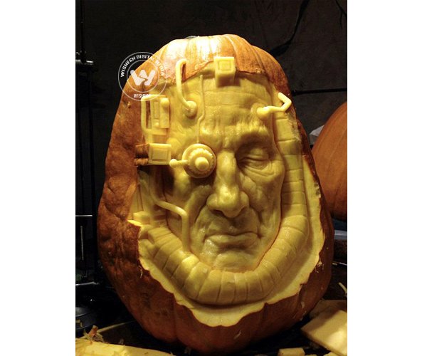 Carving a pumpkin at Halloween