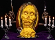 Carving a pumpkin at Halloween