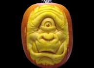 Carving a pumpkin at Halloween
