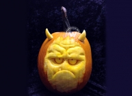 Carving a pumpkin at Halloween