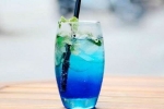 refreshing, beverages, blue curacao mocktail recipe, Ice cubes