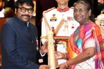 Chiranjeevi Padma Vibhushan clicks, Chiranjeevi Padma Vibhushan, chiranjeevi receives padma vibhushan, Chiranjeevi