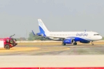 Noida Airport breaking news, Noida Airport breaking news, first test flight lands at noida airport, Indigo