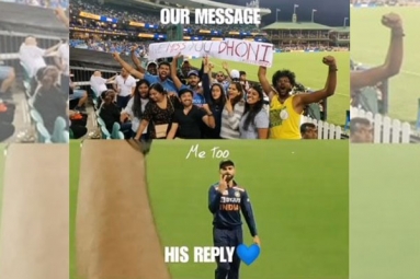 Virat Kohli Reaction to “Miss You MS Dhoni” poster in Sydney goes viral