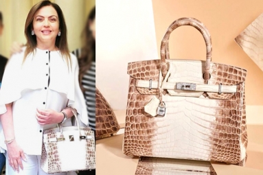 Nita Ambani&#039;s Crocodile Skin Handbag Worth Rs 2.6 Cr, Studded with 240 Diamonds Goes Viral