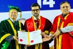 Ram Charan Doctorate event, Ram Charan Doctorate latest, ram charan felicitated with doctorate in chennai, Meet