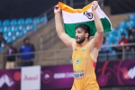 Sunil Kumar, Asian Championships, sunil kumar wins india s 1st gr gold in 27 years in the asian championships, Asian wrestling championship
