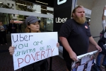 lyft drivers, lyft drivers, uber lyft drivers protest across the u s, Brooklyn bridge