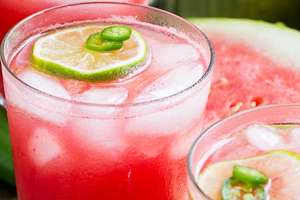 Hot and sweet jalapeno watermelon margarita