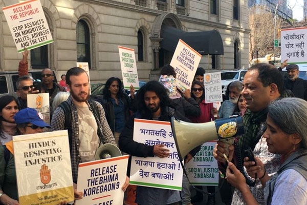 Indian Diaspora Protests at Indian Consulate in New York Calling for Defense of Democracy